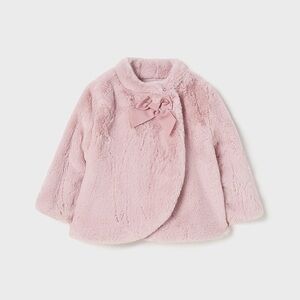 Size 18 months Mayoral Blush Pink Faux Fur Cape with Bow